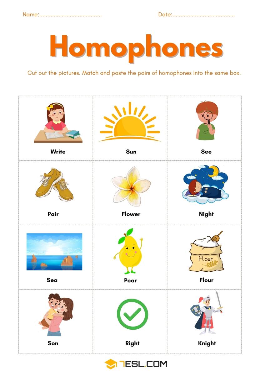 Free Printable Homophones Worksheets Fun Activities For Kids PDF 7ESL Free Printable Homophones Worksheets Fun Activities For Kids PDF 7ESL