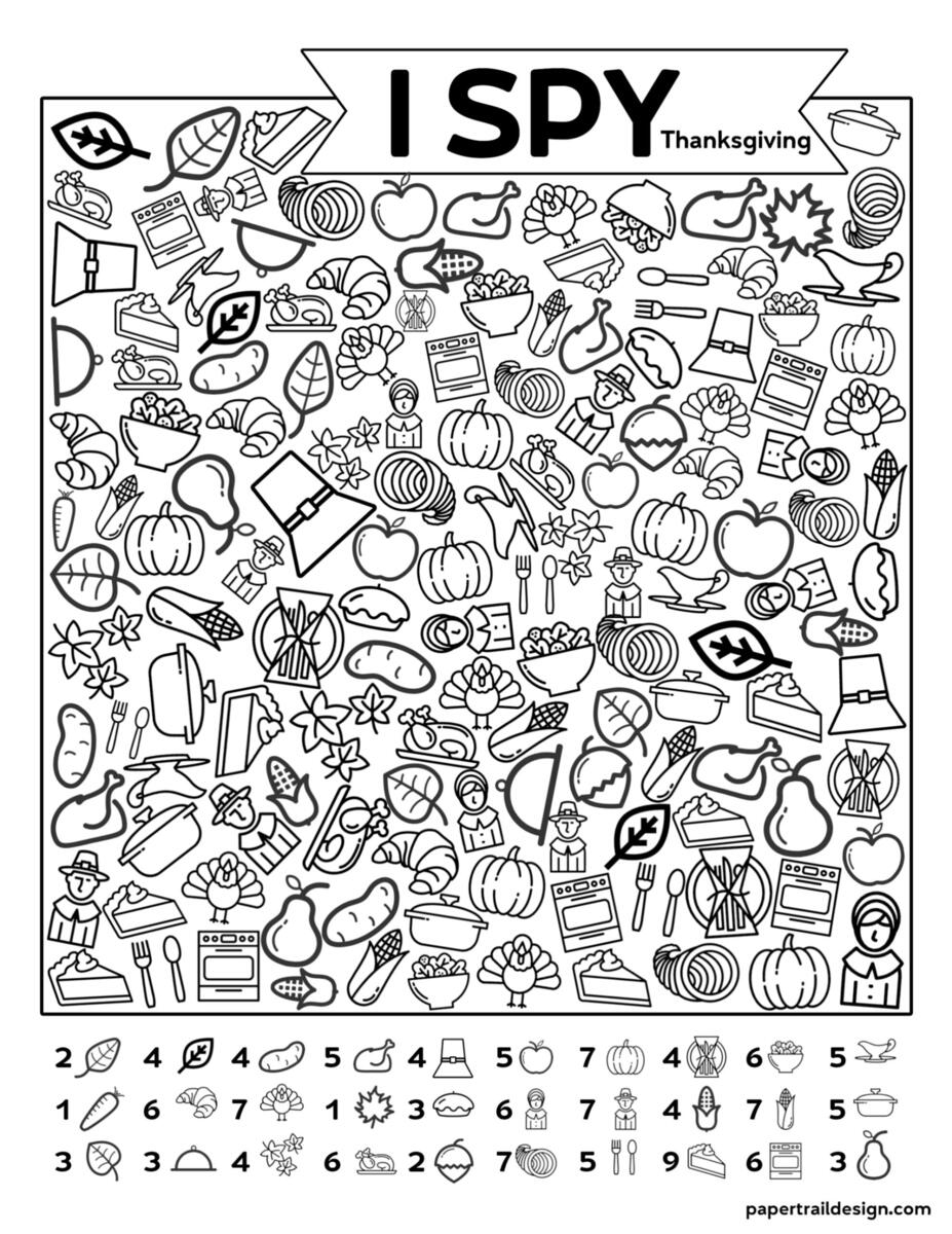 Free Printable I Spy Thanksgiving Activity Paper Trail Design Free Printable I Spy Thanksgiving Activity Paper Trail Design