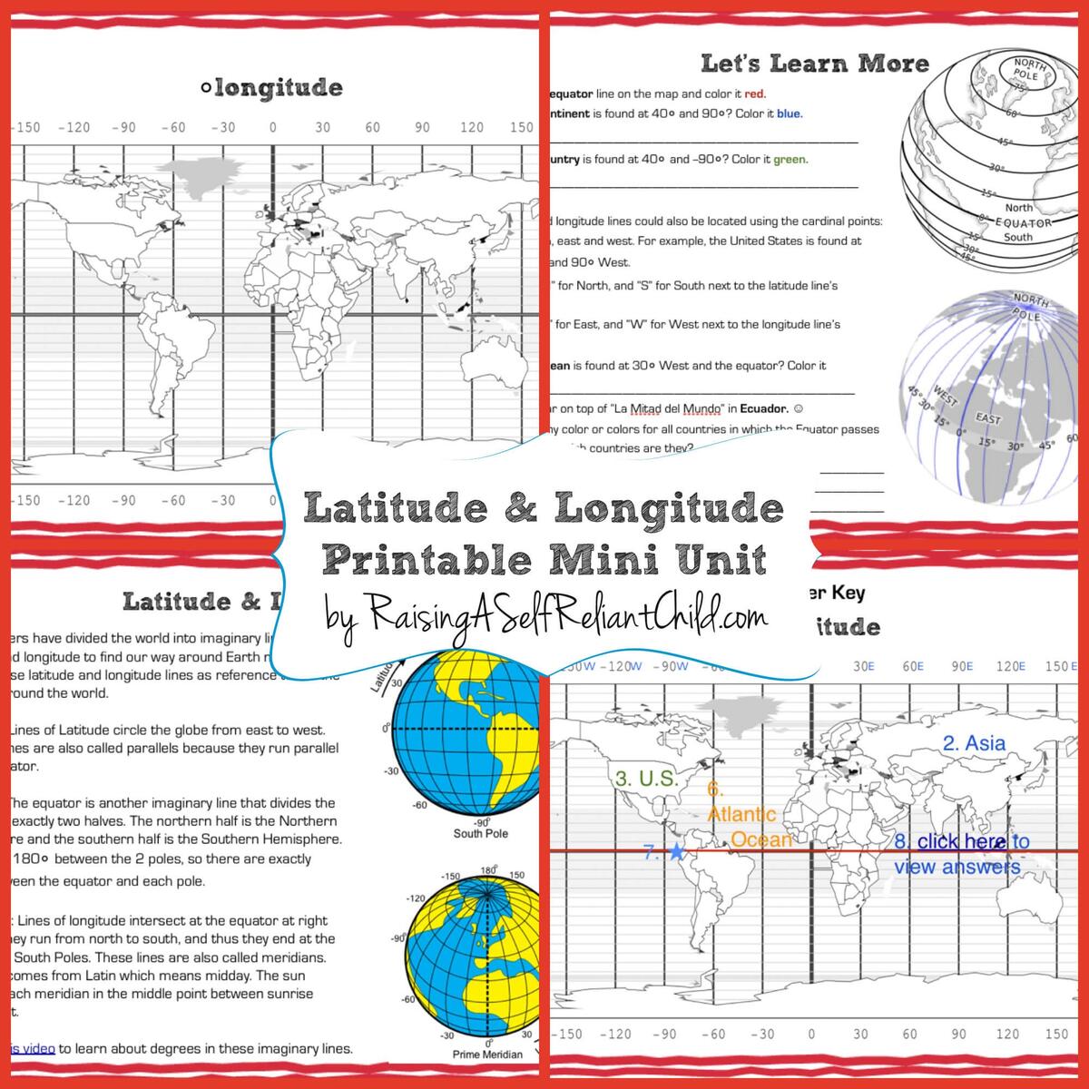 Free Printable Mini Unit Latitude And Longitude For Kids Printable 5th Grade Latitude And Longitude Worksheets