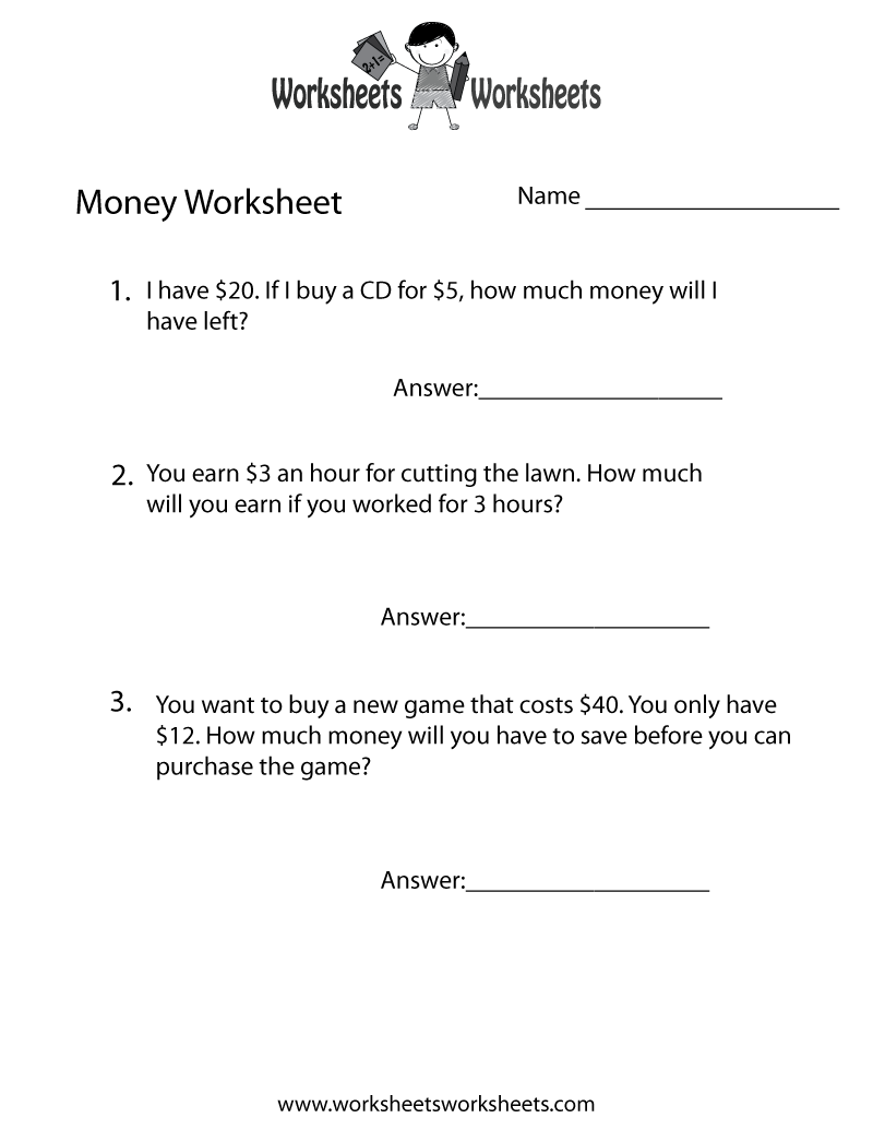 Free Printable Money Word Problems Worksheet Free Printable Money Word Problems Worksheet