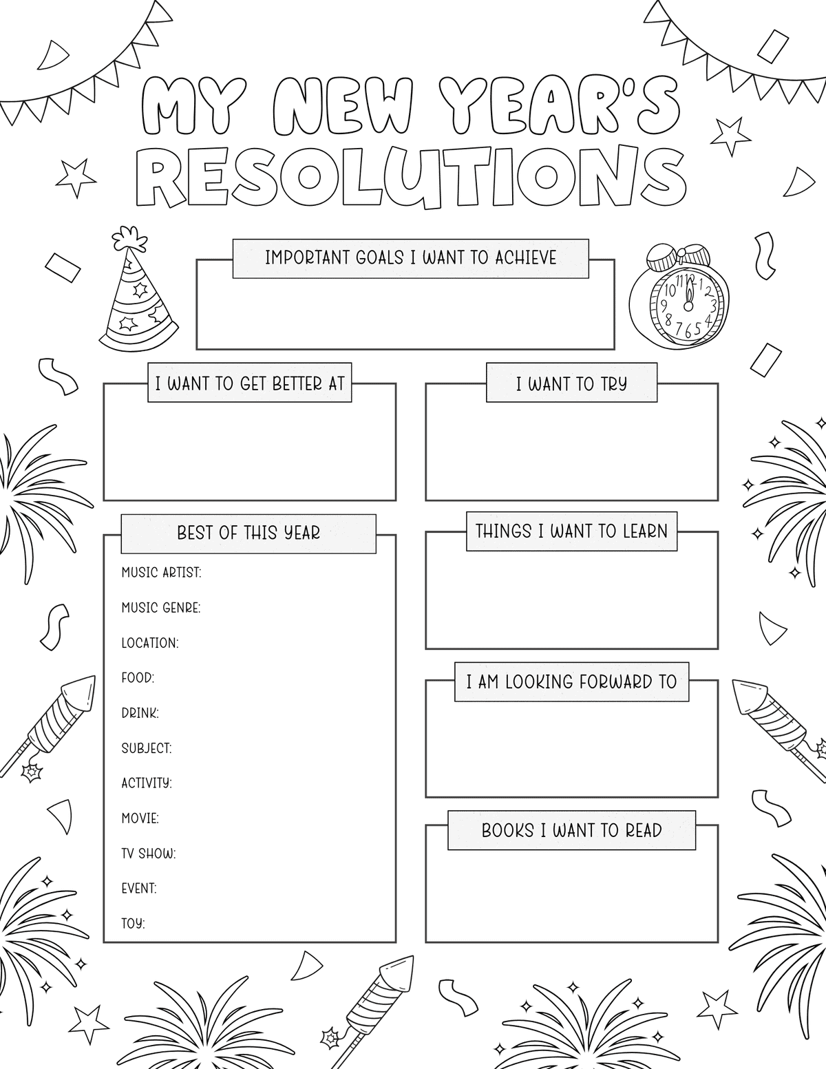 Free Printable Year In Review For Kids