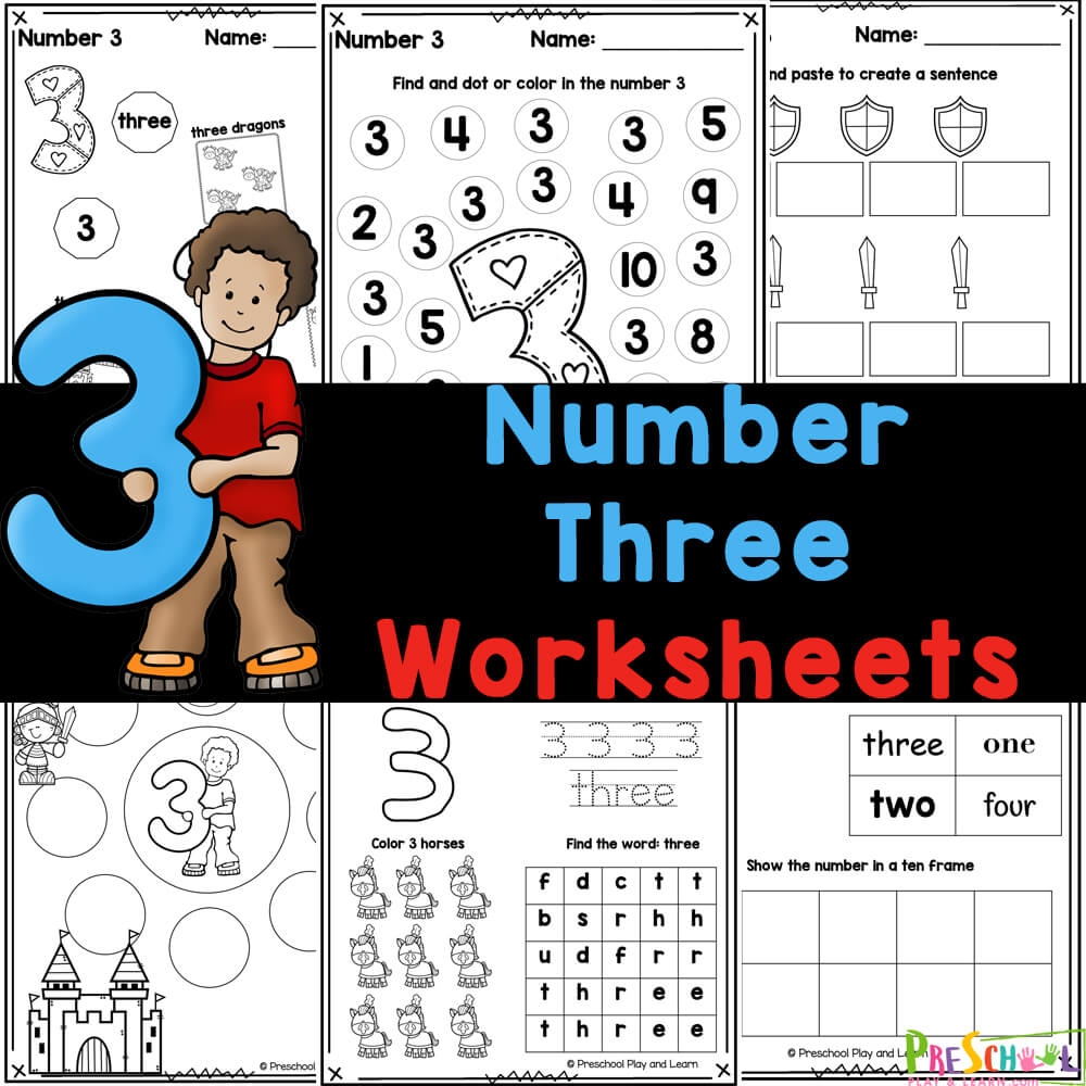 FREE Printable Number 3 Worksheets Counting Tracing Free Preschool Printables Number 3 Jennibeemine