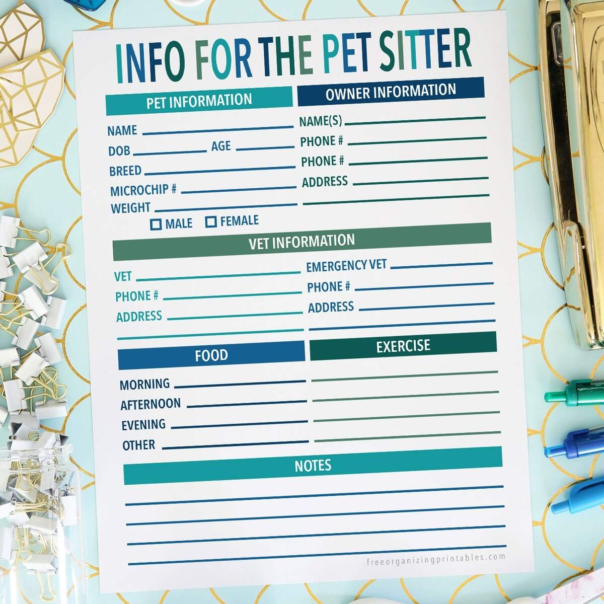 Free Printable Pet Sitting Forms Free Organizing Printables Free Printable Pet Sitting Forms Free Organizing Printables