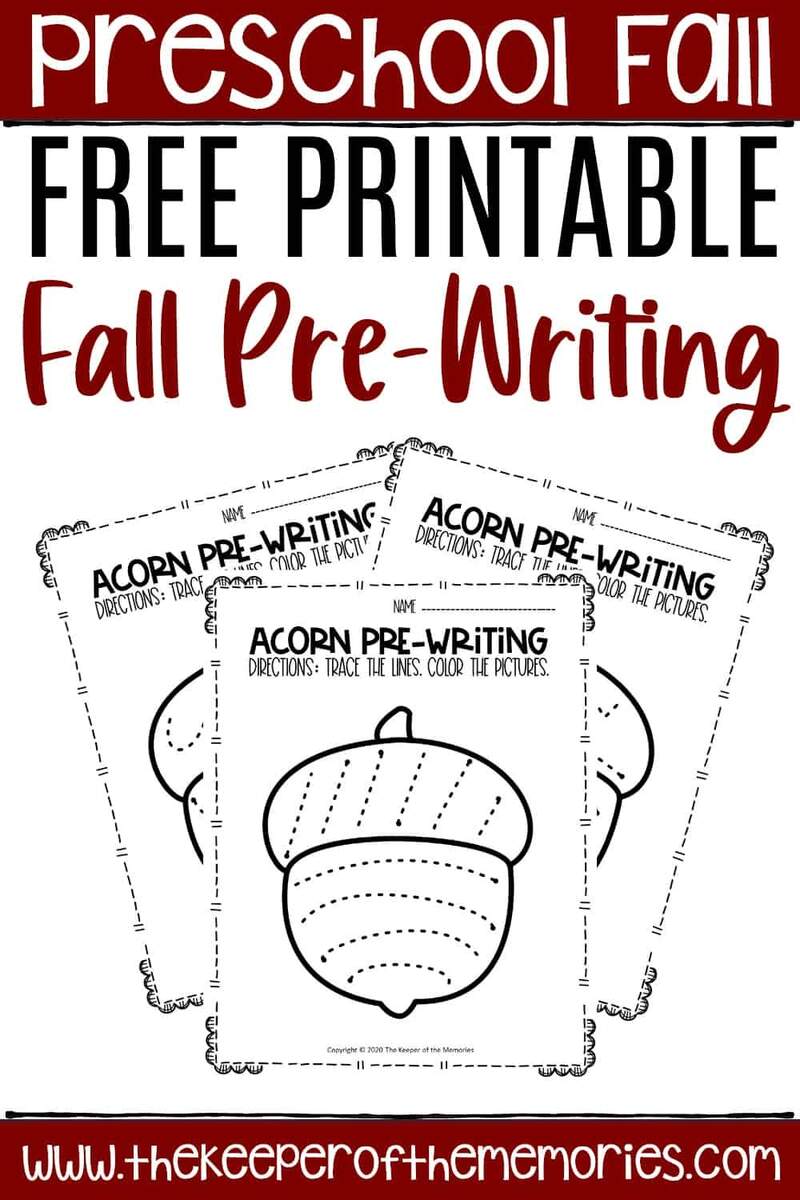 Free Printable Pre Writing Fall Preschool Worksheets School Theme Tracing Strips For Pre Writing Practice