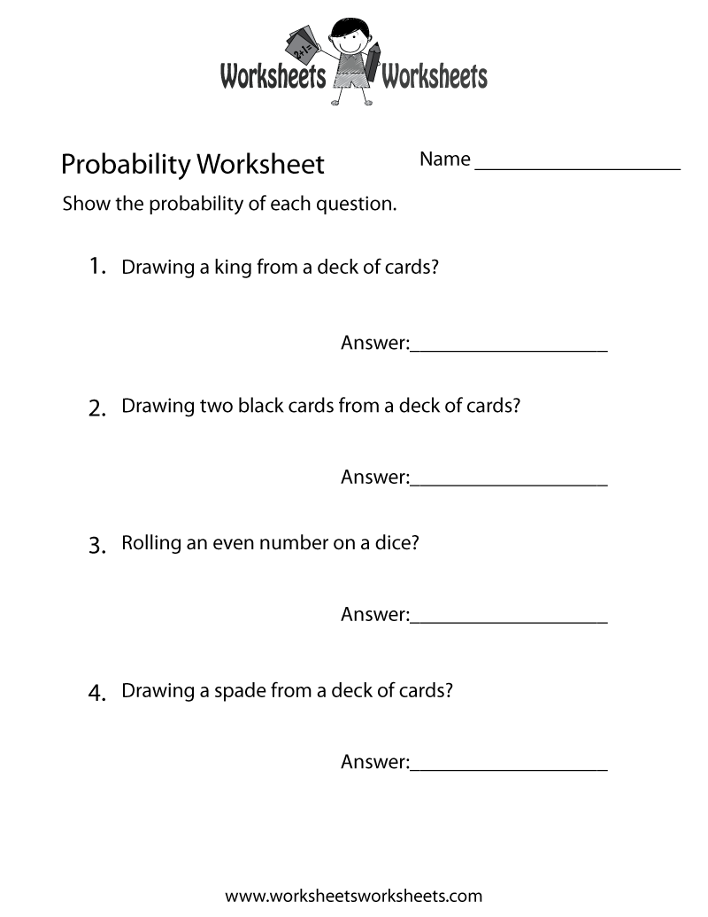 Free Printable Simple Probability Worksheet Probability Worksheets Printable Probability Scale Worksheets Probability Tree Diagram Worksheets Cazoom Maths
