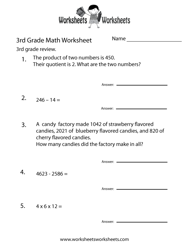 Free Printable Third Grade Math Practice Worksheet Free Printable Third Grade Math Practice Worksheet