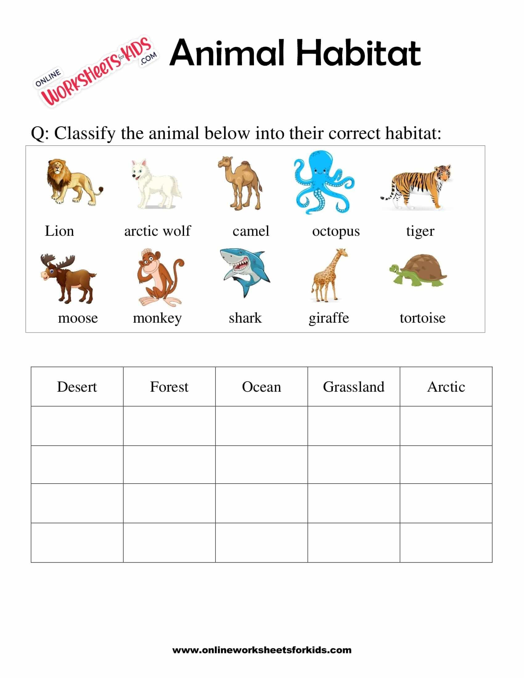 Free Printable Worksheets Animal Habitats Free Printable Worksheets Animal Habitats