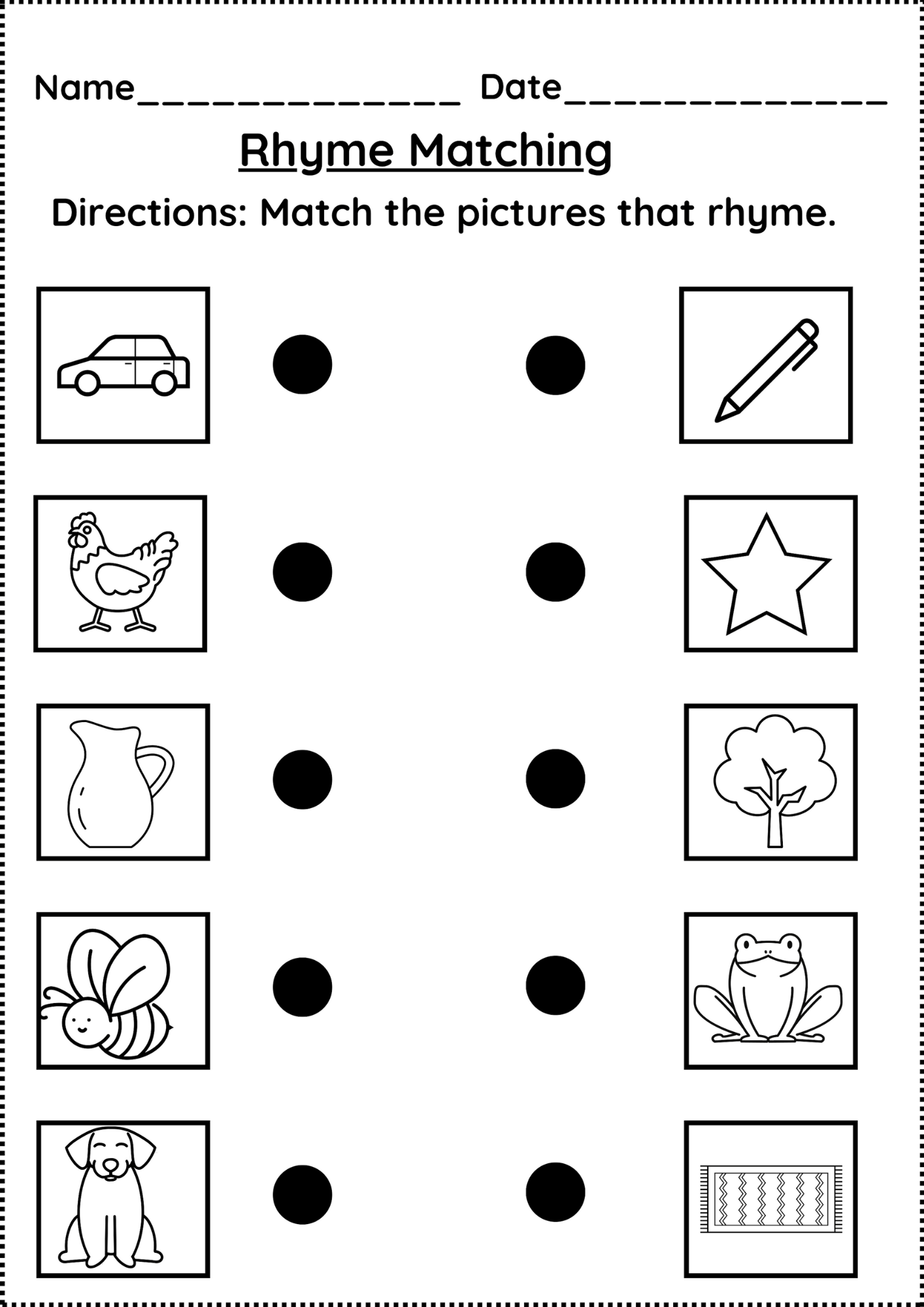 Free Rhyming Word Worksheet Free Printable Rhyming Match Up Game Worksheet