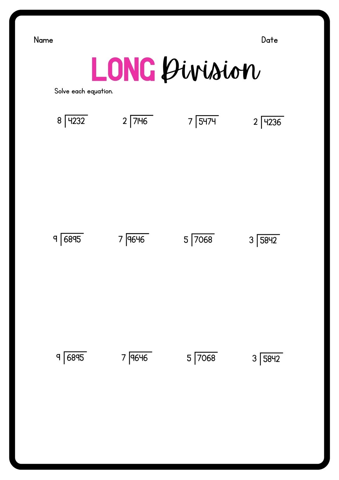 Free To Edit And Print Division Worksheet Templates Canva Free To Edit And Print Division Worksheet Templates Canva