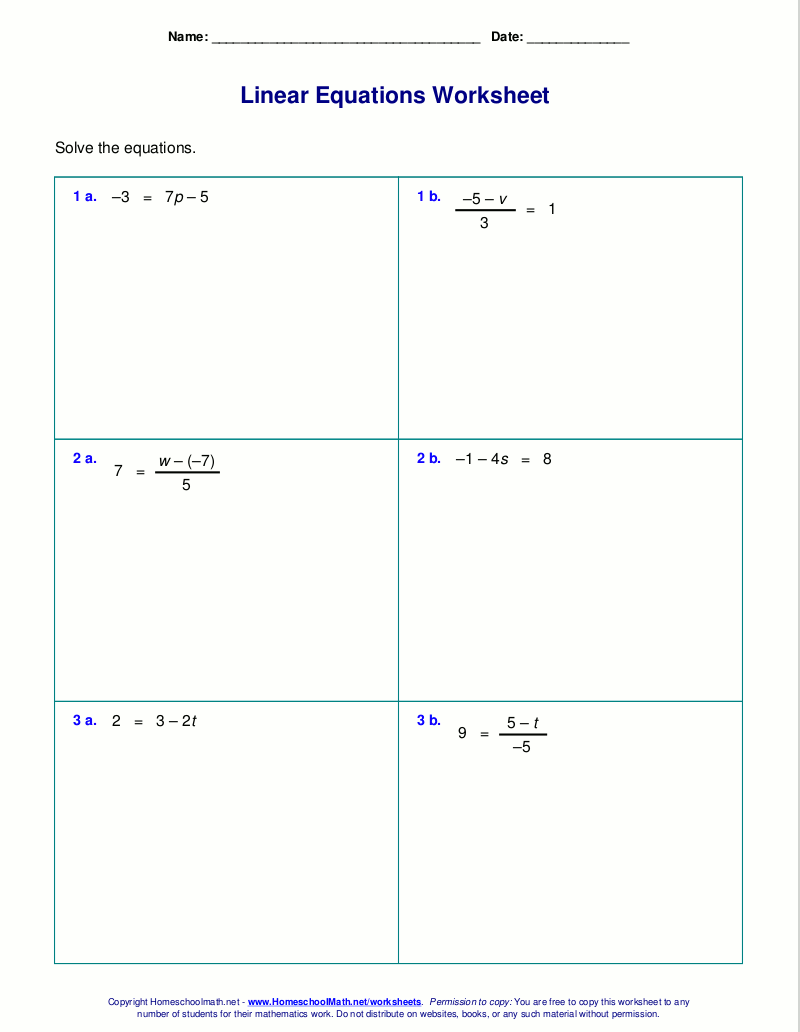 Solving Linear Equations B Worksheet PDF Printable Algebra Worksheet Cazoom Math