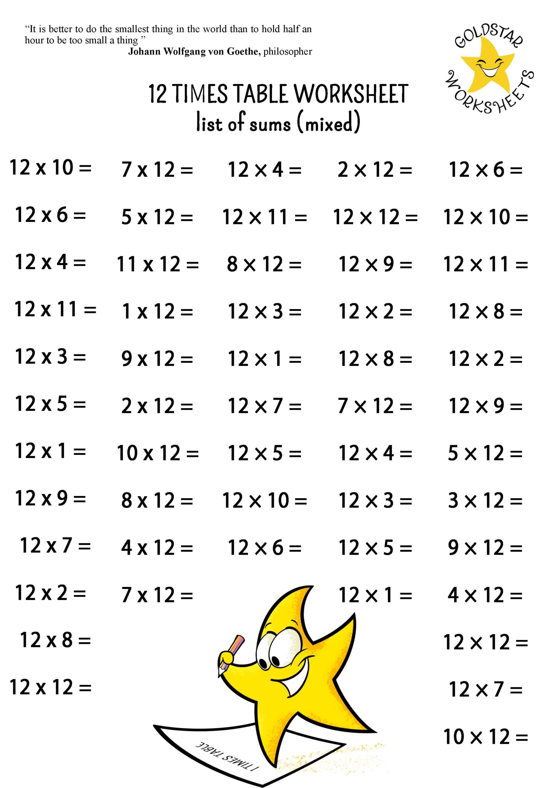 Fun And Free 12 Times Table Worksheets That S Kids Love