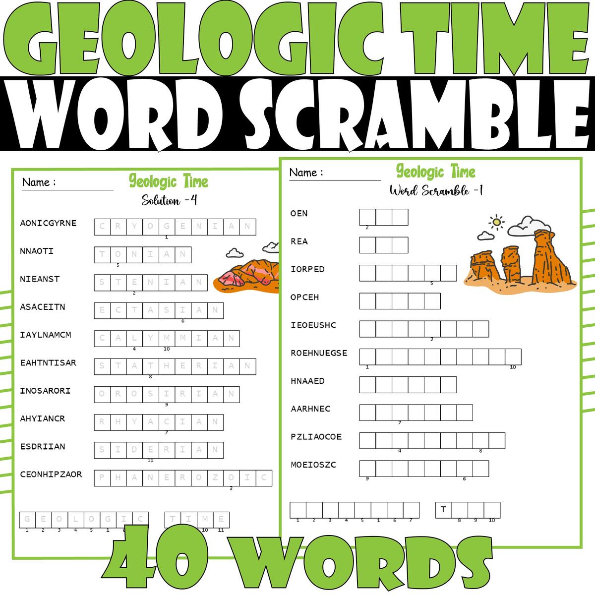 Geologic Time Scale Word Scramble Puzzle Geologic Time Scale Activities Made By Teachers