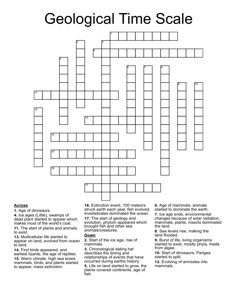 Geological Time Scale Worksheet WordMint