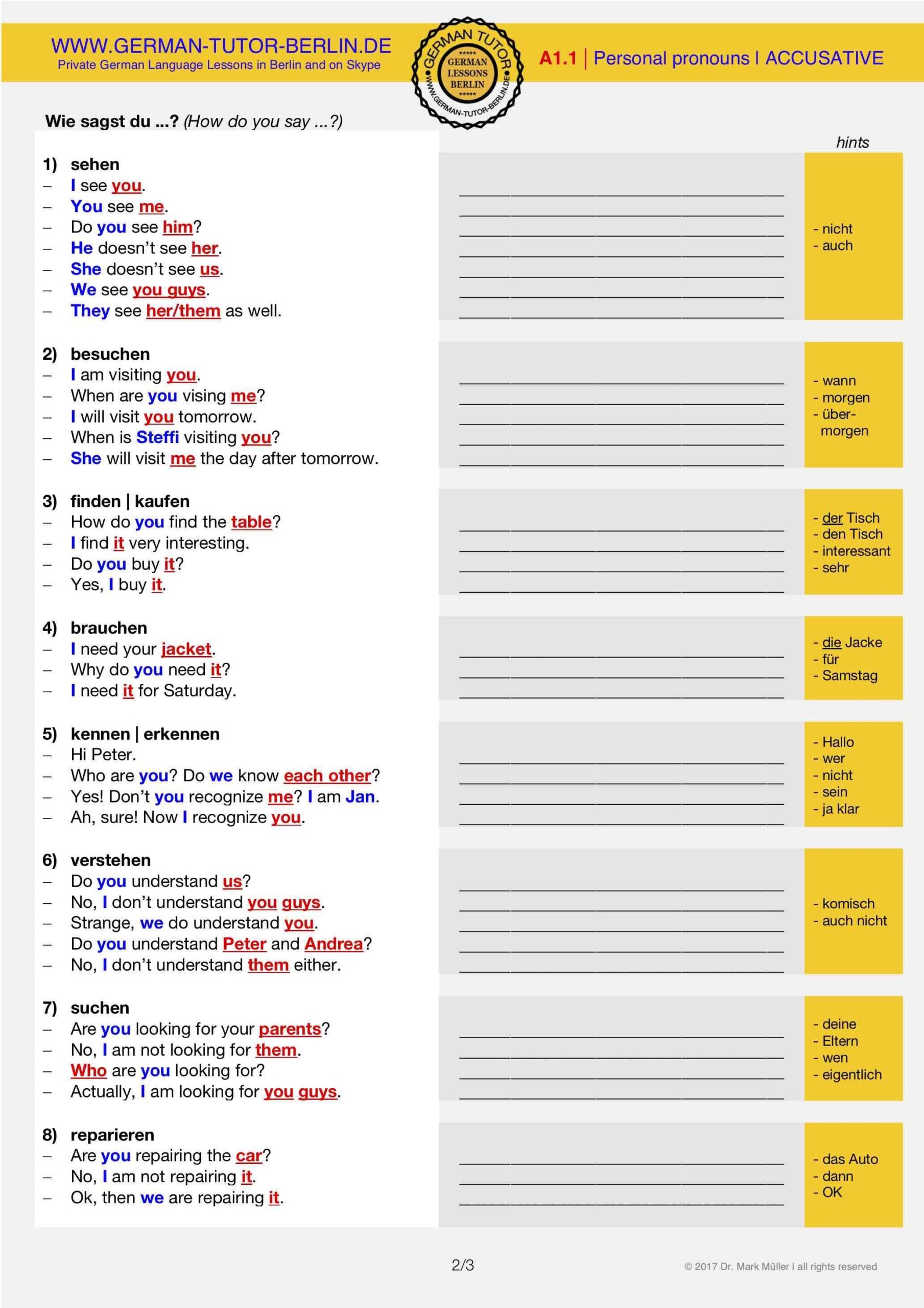 GERMAN EXERCISES DOWNLOAD FREE GERMAN WORKSHEETS Possessive Pronouns In German Exercises And Worksheet