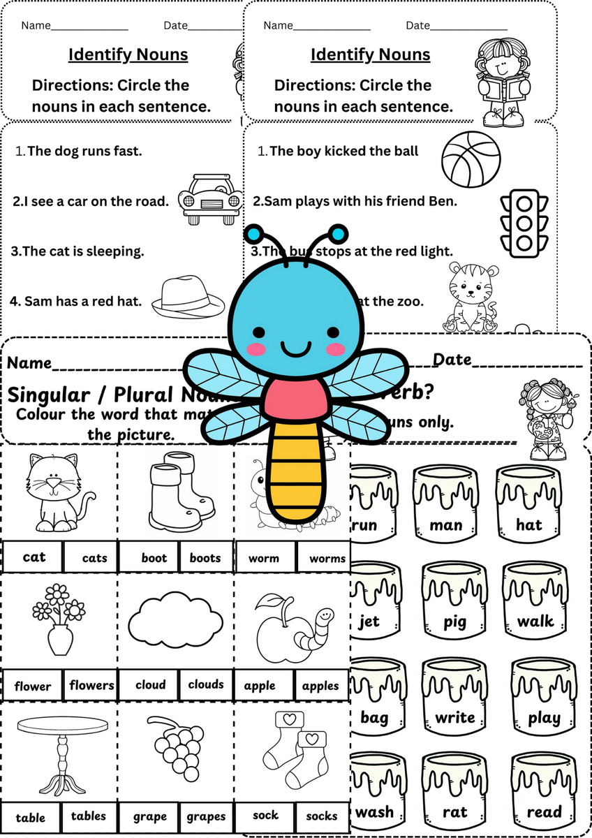 Grade 1 Nouns Worksheets No Prep 17 Printables Nouns Worksheets Packet