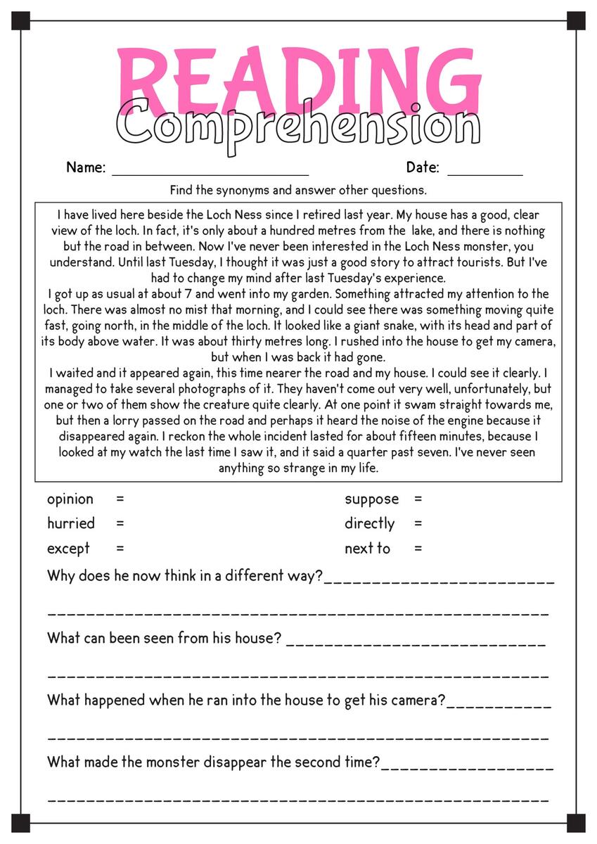 Grade 6 English Worksheets Reading Comprehension Grade 6 English Worksheets Reading Comprehension