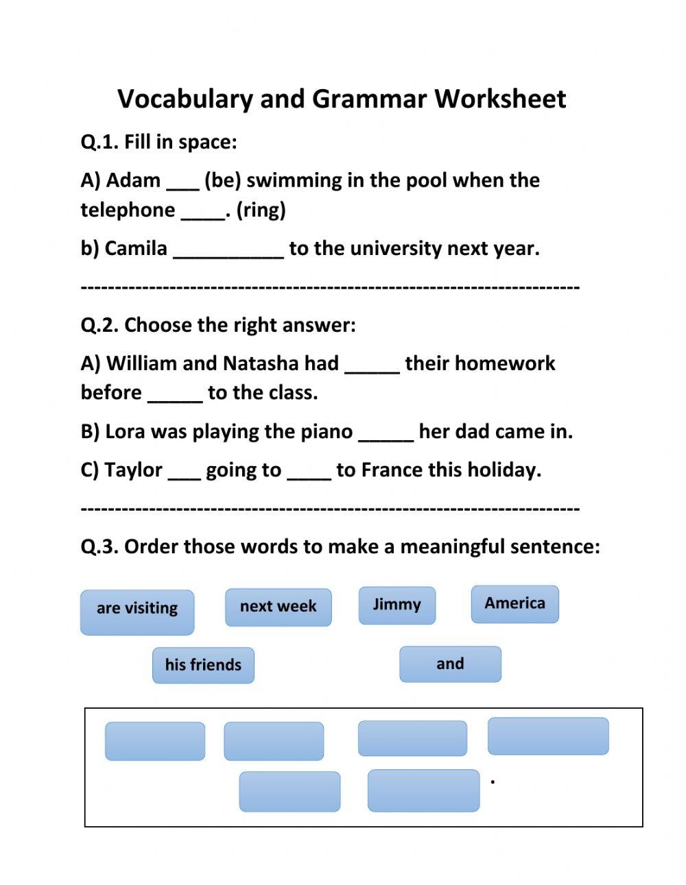 Grammar And Vocabulary Exercise For Grade 8 Worksheets Library 101 Articles PDF Worksheets With Answers 2145 Exercises Grammarism