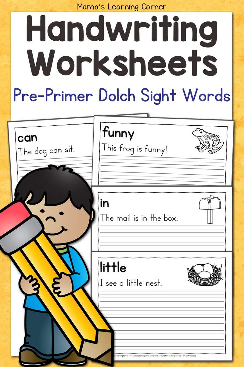 Pre Primer Dolch Sight Word Handwriting Teach Beside Me