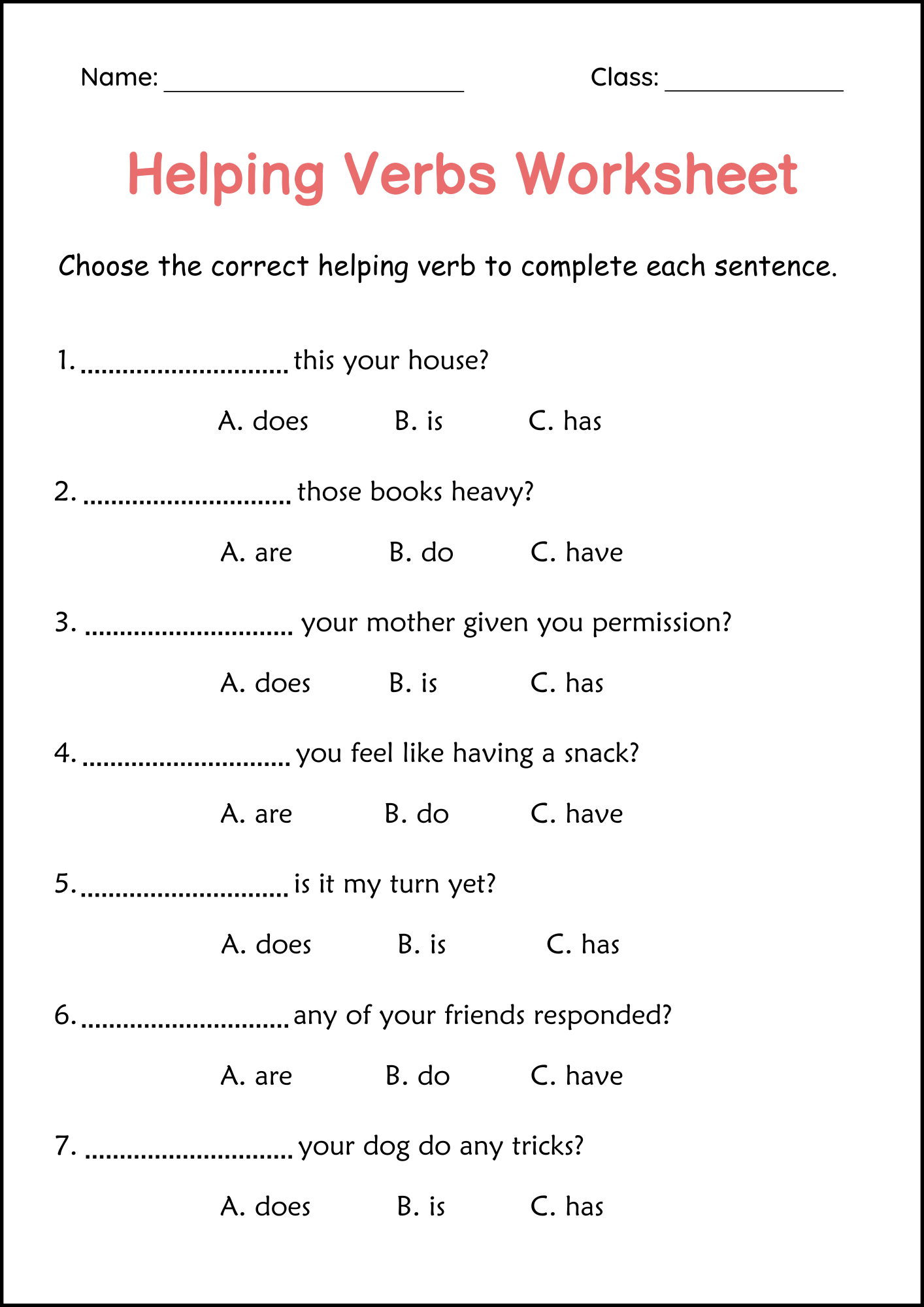 Helping Verbs Grammar Practice Worksheet For Grade 1 Auxiliary Verbs Made By Teachers Helping Verbs Grammar Practice Worksheet For Grade 1 Auxiliary Verbs Made By Teachers
