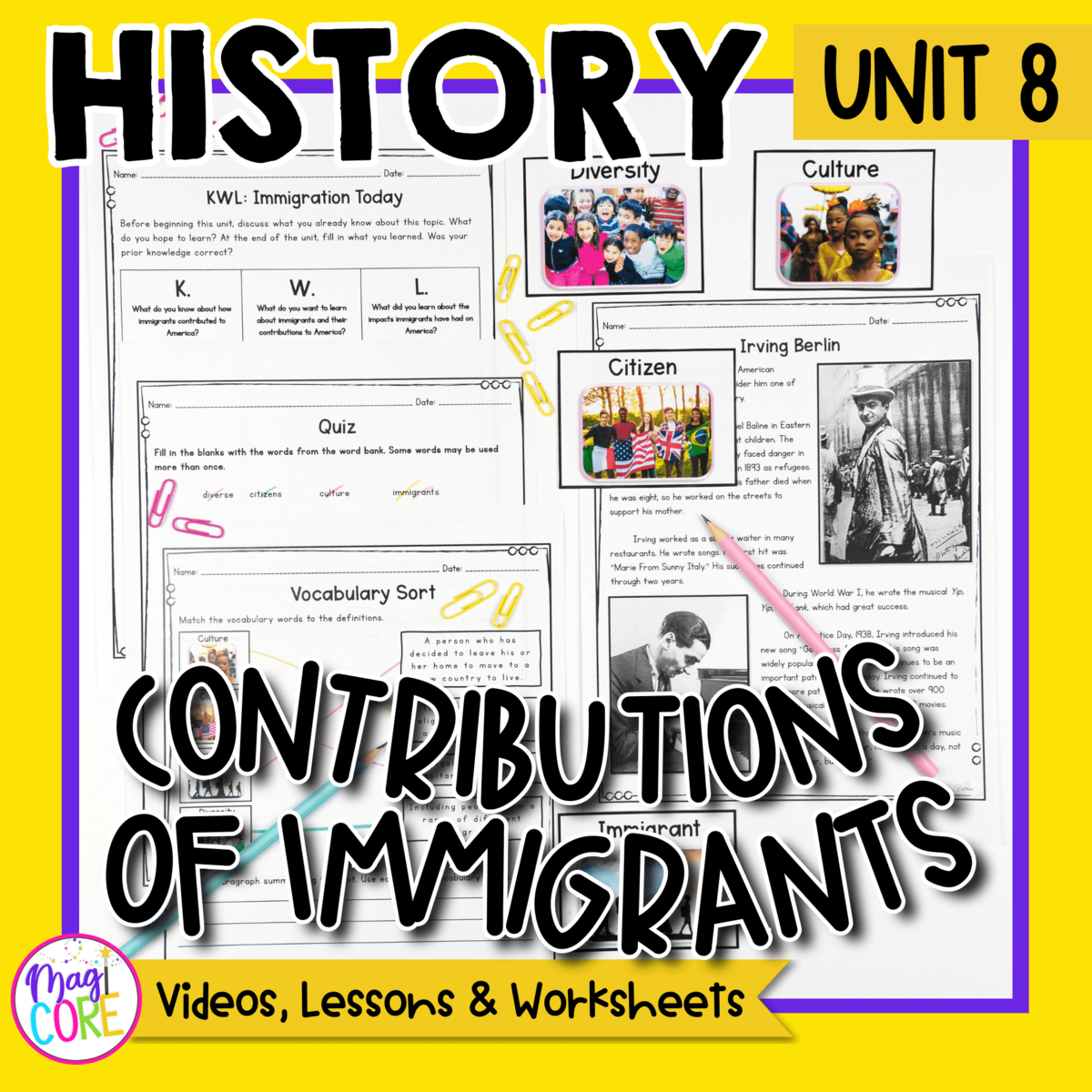 History Unit 8 Contributions Of Immigrants In America MagiCore Teaching Citizenship Rights And Responsibilities The Rocket Resource