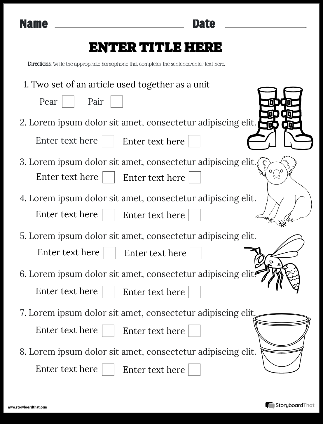 Homophone Worksheets Create Yours With Storyboard That Grade 2 Homophones Worksheet Worksheets Library