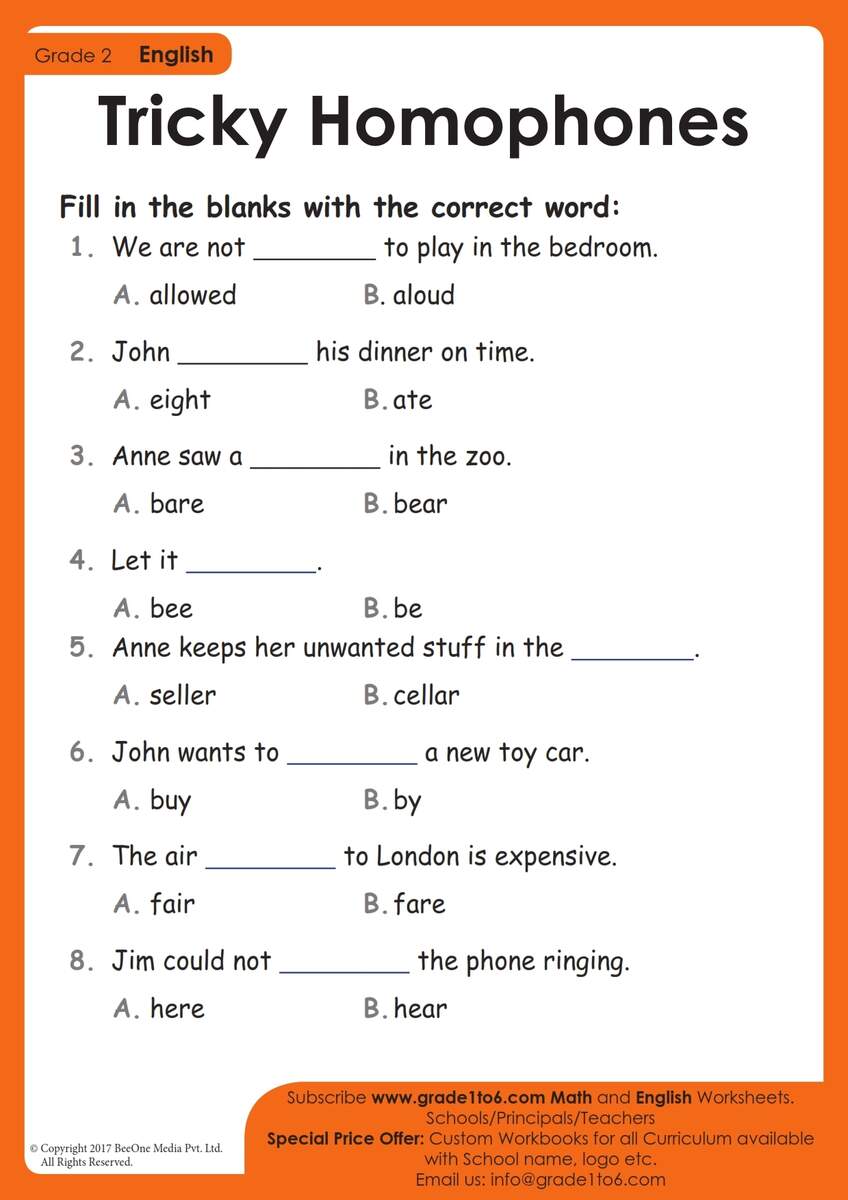 Homophones Worksheets Grade1to6 Worksheets Library Homophones Worksheets Grade1to6 Worksheets Library