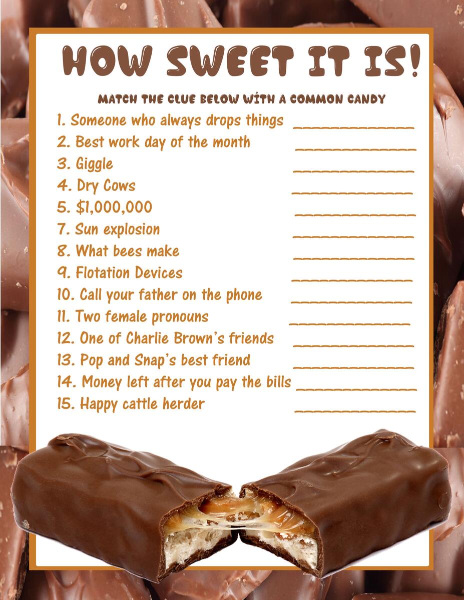 How Sweet It Is Candy Bar Games Family Reunion Helper How Sweet It Is Candy Bar Games Family Reunion Helper