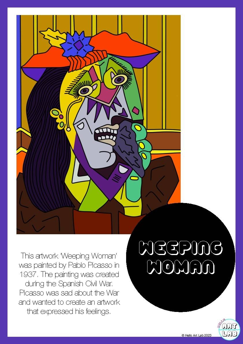 How To Draw Weeping Woman Pablo Picasso By Hello Art Lab TPT How To Draw Weeping Woman Pablo Picasso By Hello Art Lab TPT