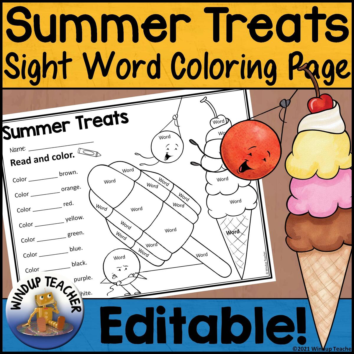 Ice Cream Popsicle Sight Word Coloring Sheet EDITABLE Worksheet For Summer Made By Teachers Ice Cream Popsicle Sight Word Coloring Sheet EDITABLE Worksheet For Summer Made By Teachers