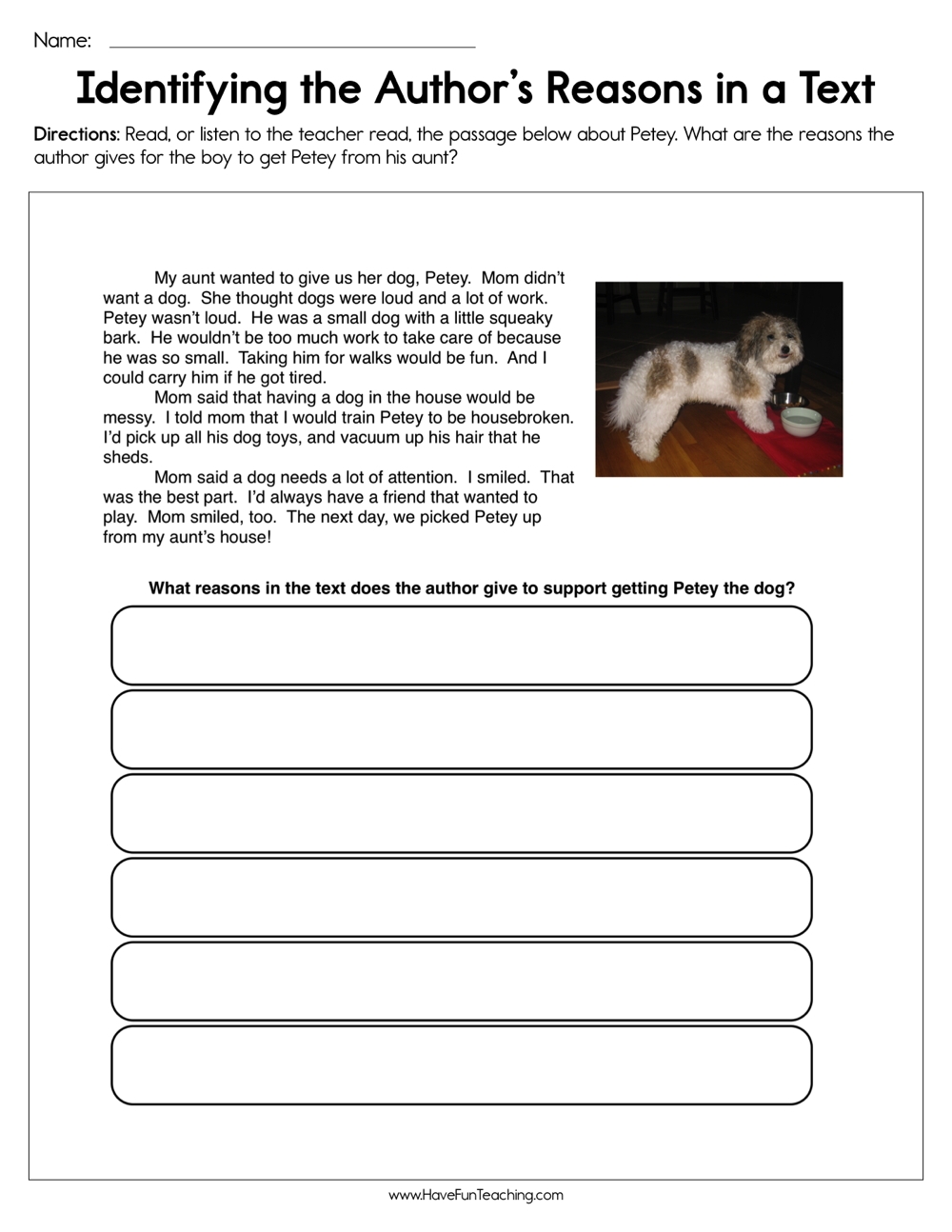 Identifying The Author S Reasons In A Text Worksheet Have Fun Teaching Identifying The Author S Reasons In A Text Worksheet Have Fun Teaching