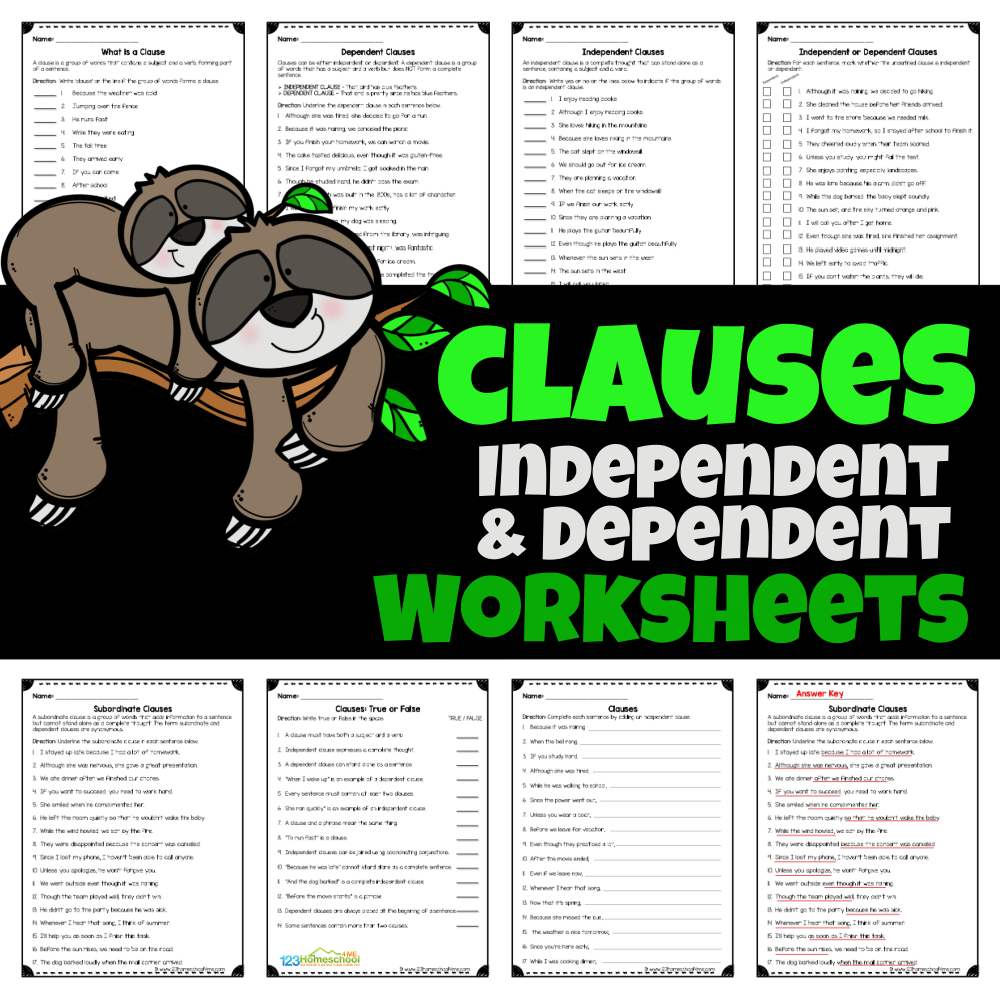 Independent And Dependent Clause Worksheets Independent And Dependent Clause Worksheets