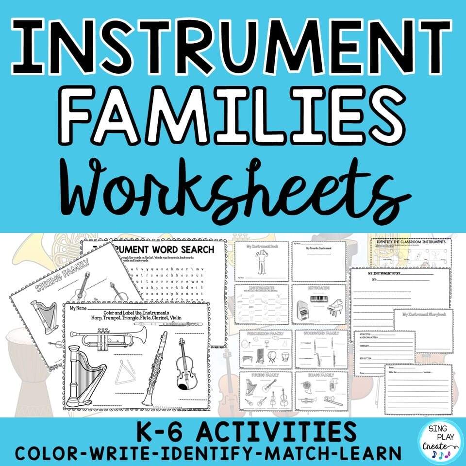 Instrument Families Worksheets To Learn The Instruments Grades K 6 Sing Play Create