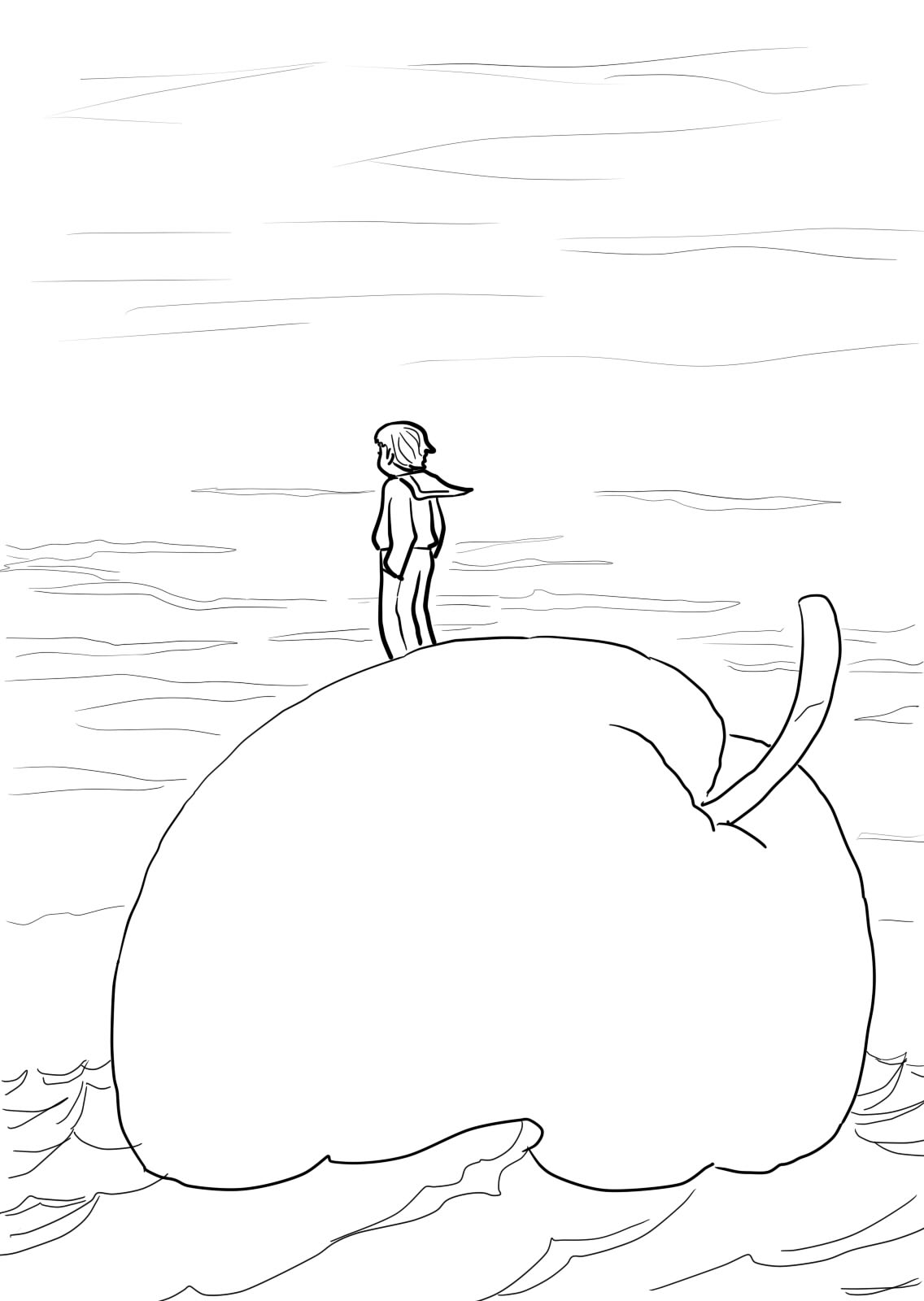 James And The Giant Peach Floating In The Ocean Coloring Page Free Printable James And The Giant Peach Floating In The Ocean Coloring Page Free Printable
