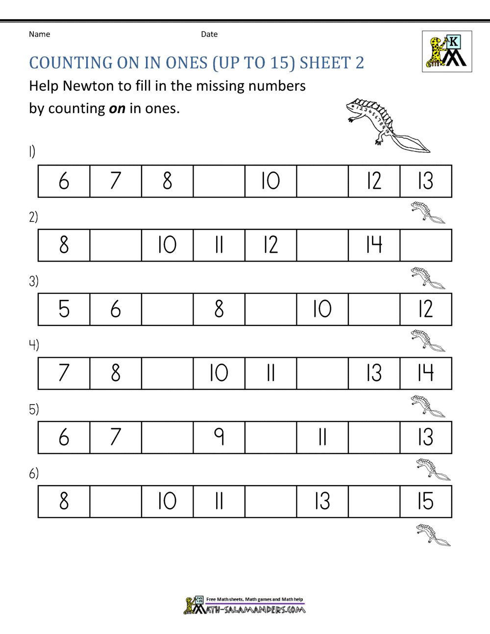 Counting To 20 Worksheets