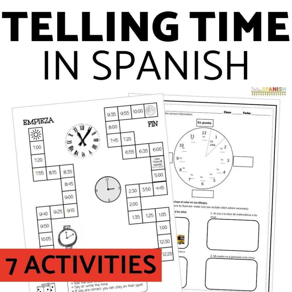 La Hora Practice Spanish Telling Time Worksheets Srta Spanish La Hora Practice Spanish Telling Time Worksheets Srta Spanish