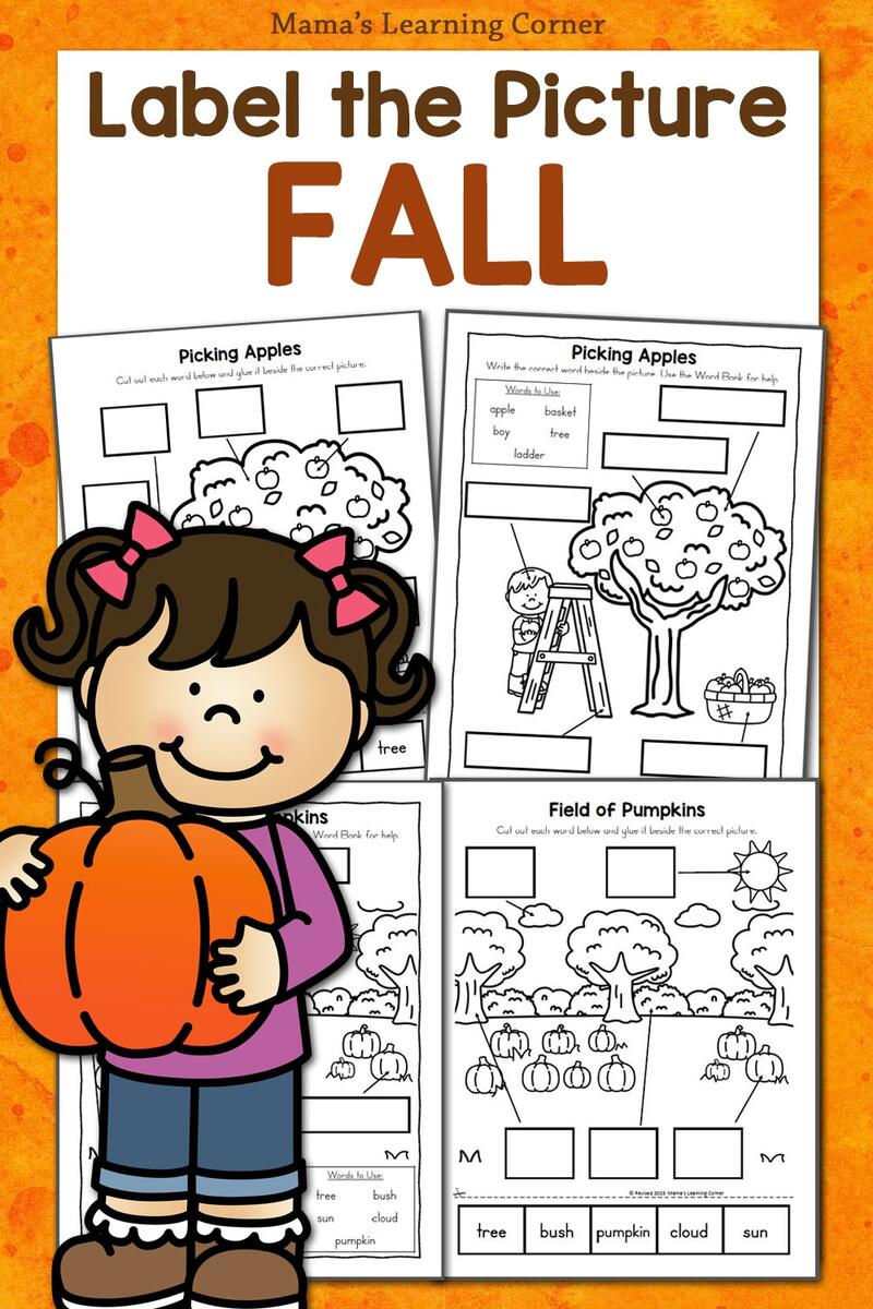Label The Picture Worksheets For Fall Mamas Learning Corner Parts Of A Book Poster Worksheet Free Printables