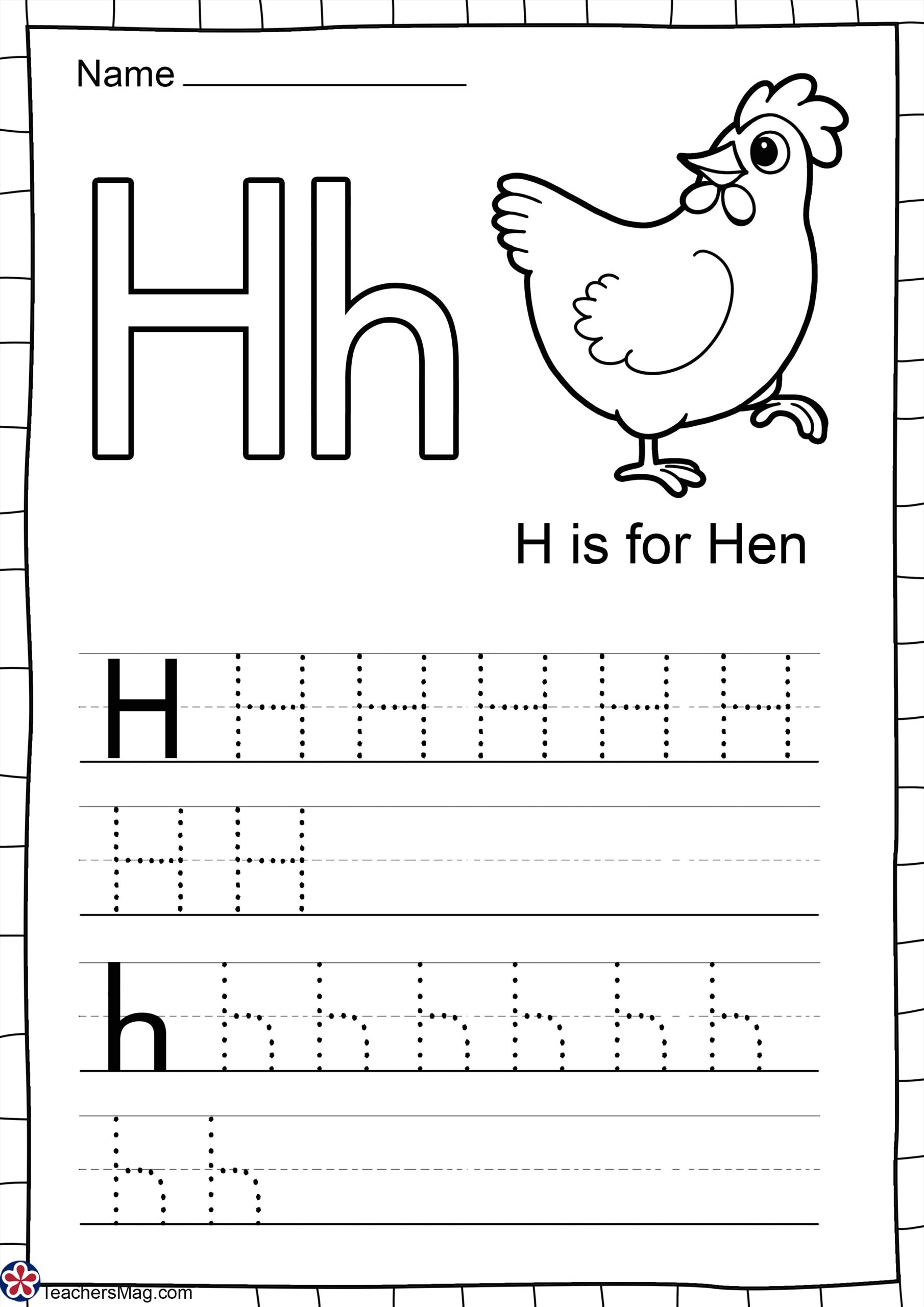 Letter H Free Worksheets TeachersMag Letter H Coloring Worksheet Free Printable Digital PDF