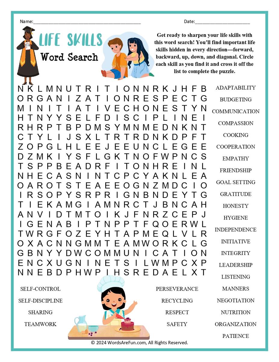 Life Skills Word Search Printable 11 Free Printable Worksheets Coping Skills Free PDF At Worksheeto