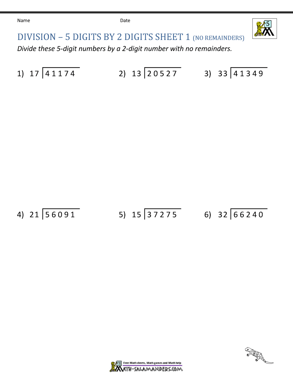 Long Division Worksheets For 5th Grade Long Division Worksheets For 5th Grade