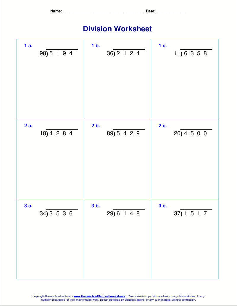 Long Division Worksheets For Grades 4 6 Worksheets For Division With Remainders
