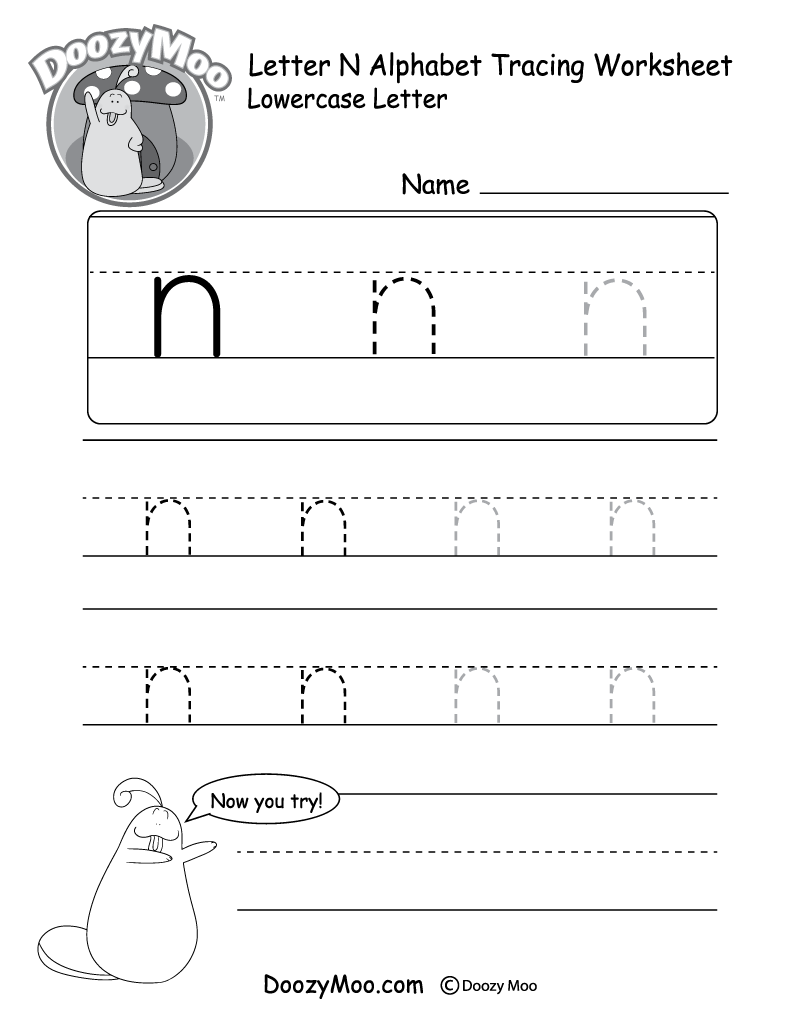 Lowercase Letter N Tracing Worksheet Doozy Moo Letter N Tracing Worksheet Free Printables Teach Prints