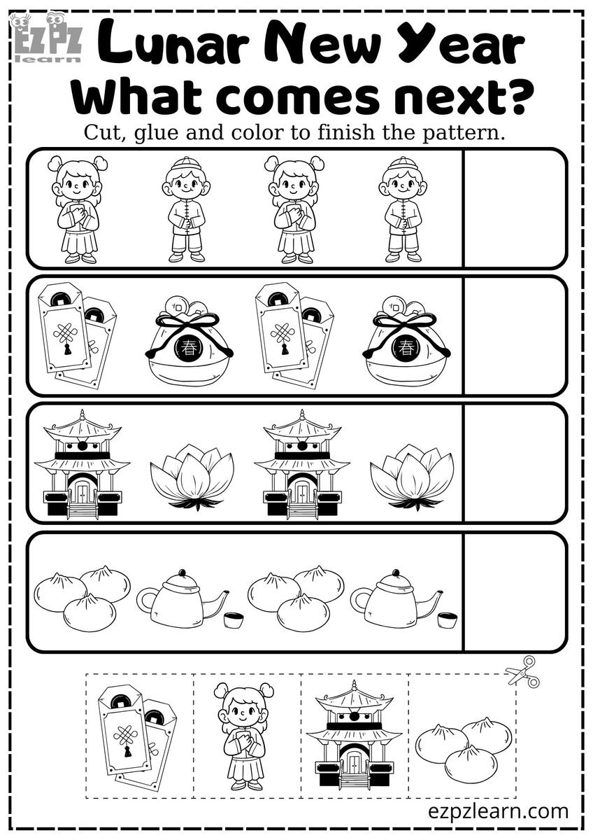 Lunar Chinese New Year And Tet What Comes Next Coloring Activity Number 2 For Kids Ezpzlearn Lunar Chinese New Year And Tet What Comes Next Coloring Activity Number 2 For Kids Ezpzlearn