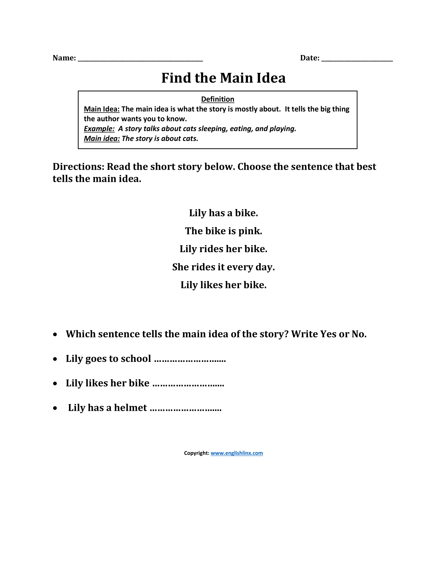 Main Idea Worksheets Printable Main Idea Practice Worksheets