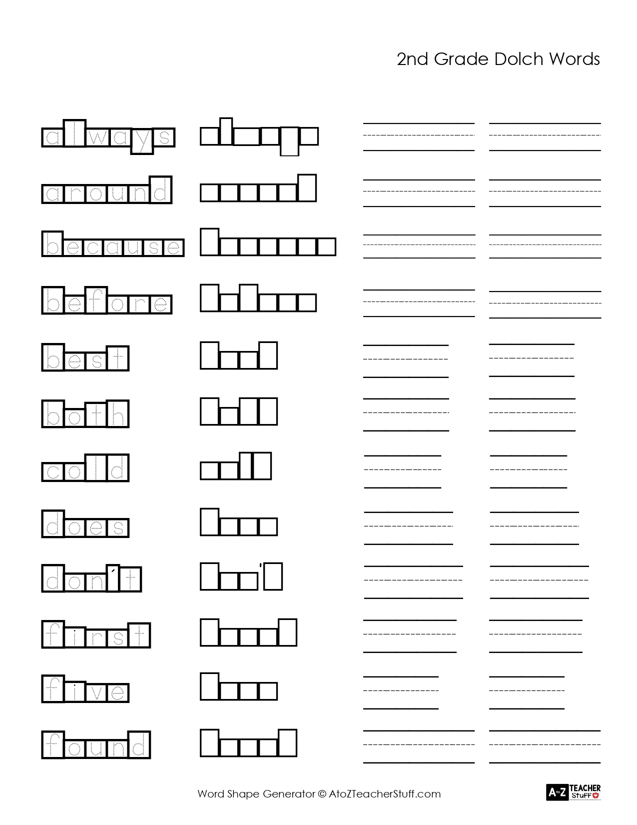Make Your Own Printable Word Shapes Worksheets A To Z Teacher Stuff Spelling Worksheet Generator Superstar Worksheets