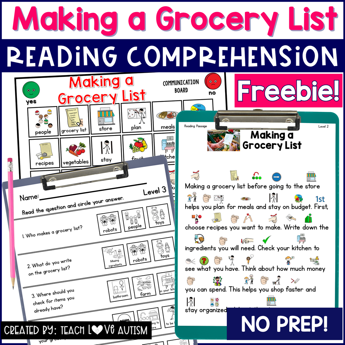 Making A Grocery List Life Skills Reading Comprehension With Visuals Teach Love Autism Making A Grocery List Life Skills Reading Comprehension With Visuals Teach Love Autism