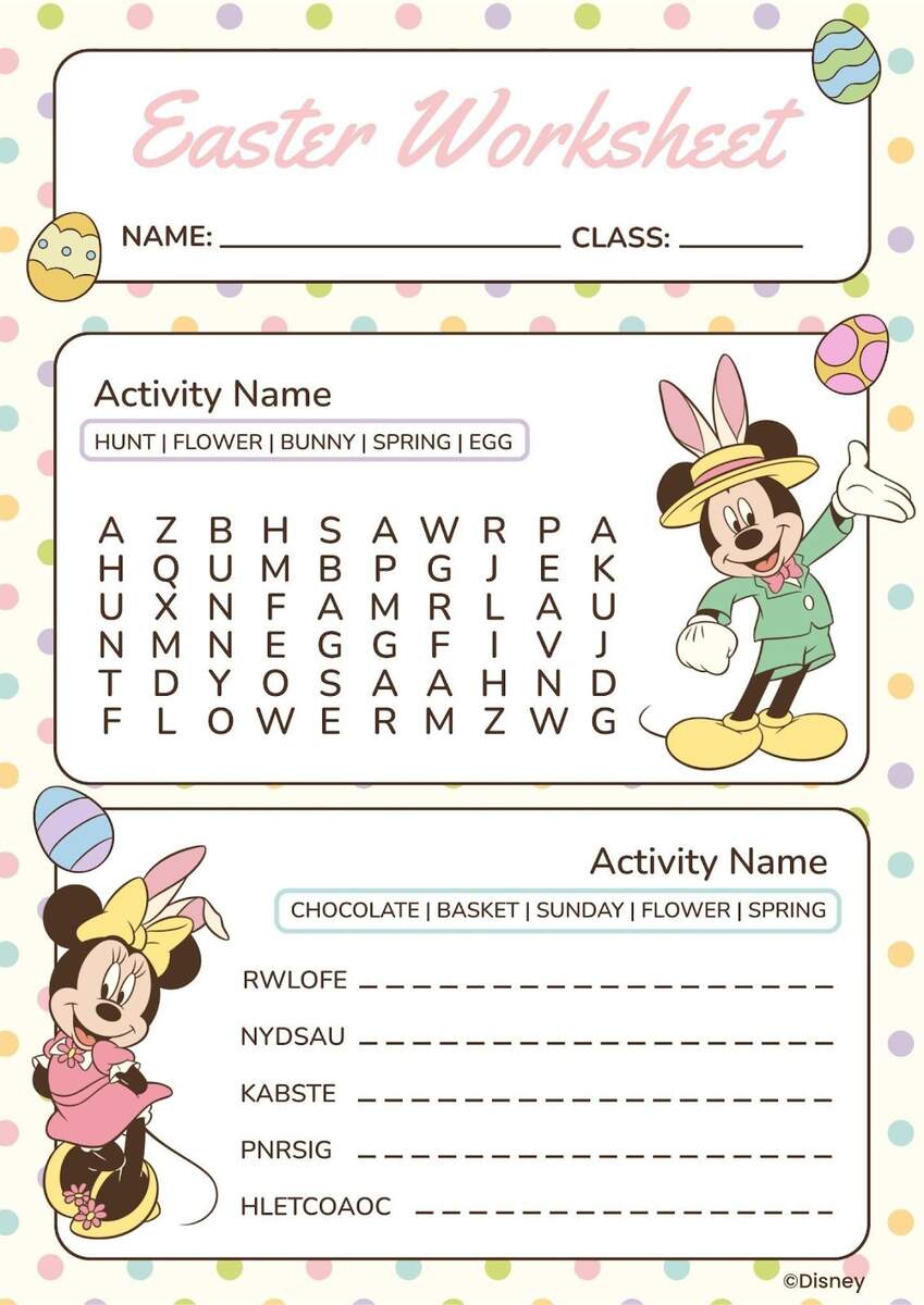 Mickey Mouse Friends Easter Vocabulary Worksheet Template Mickey Mouse Friends Easter Vocabulary Worksheet Template