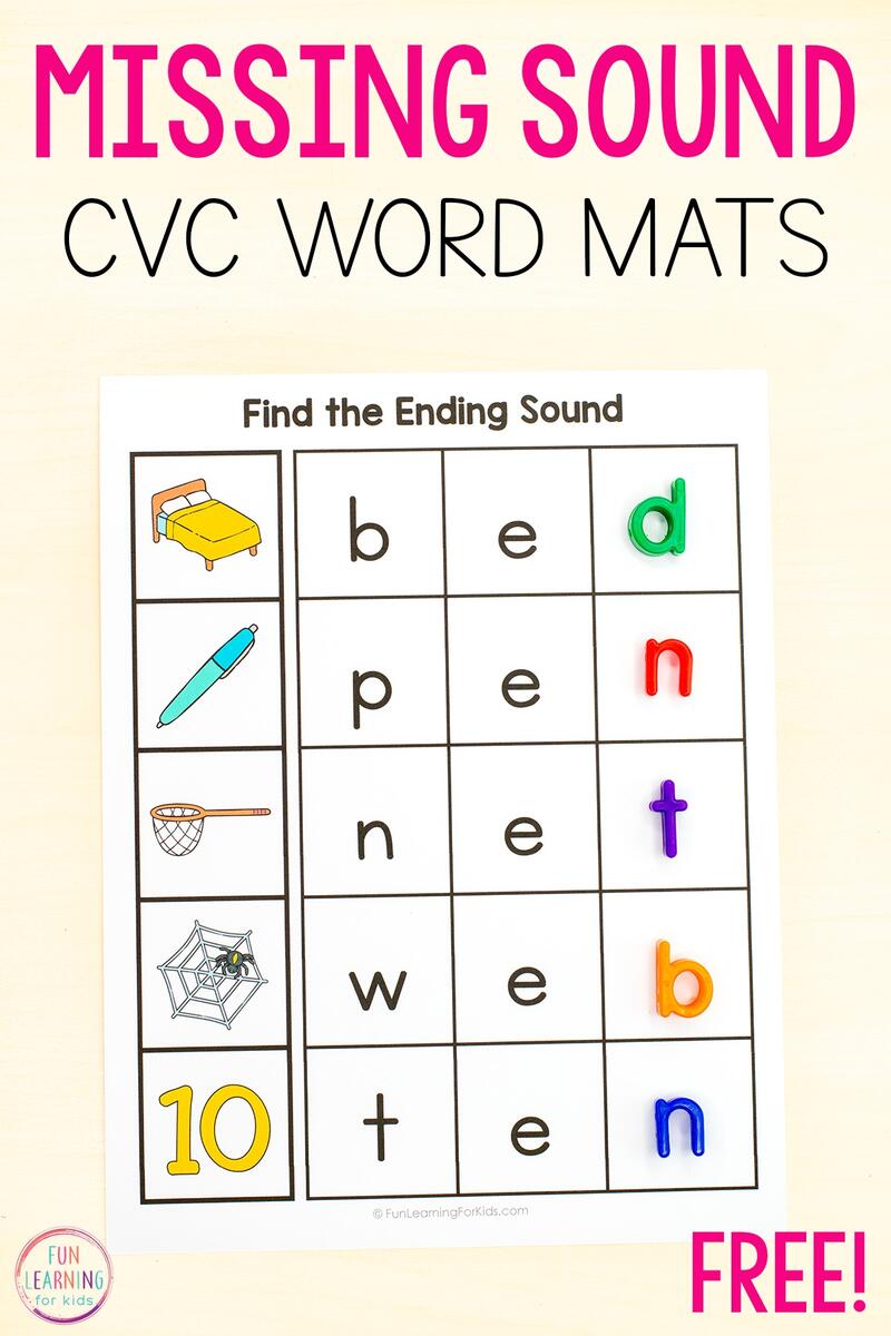 Missing Final Sound CVC Word Mats Free Printable Ending Sounds Worksheets Practice And Master Final Sounds