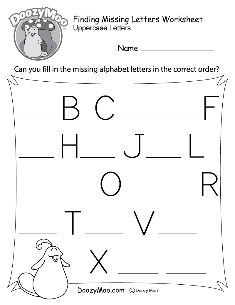 Missing Letter Worksheets Free Printables Doozy Moo 26 Printable Worksheets Trace The Letters Uppercase Lowercase A Z Preschool Kindergarten Made By Teachers