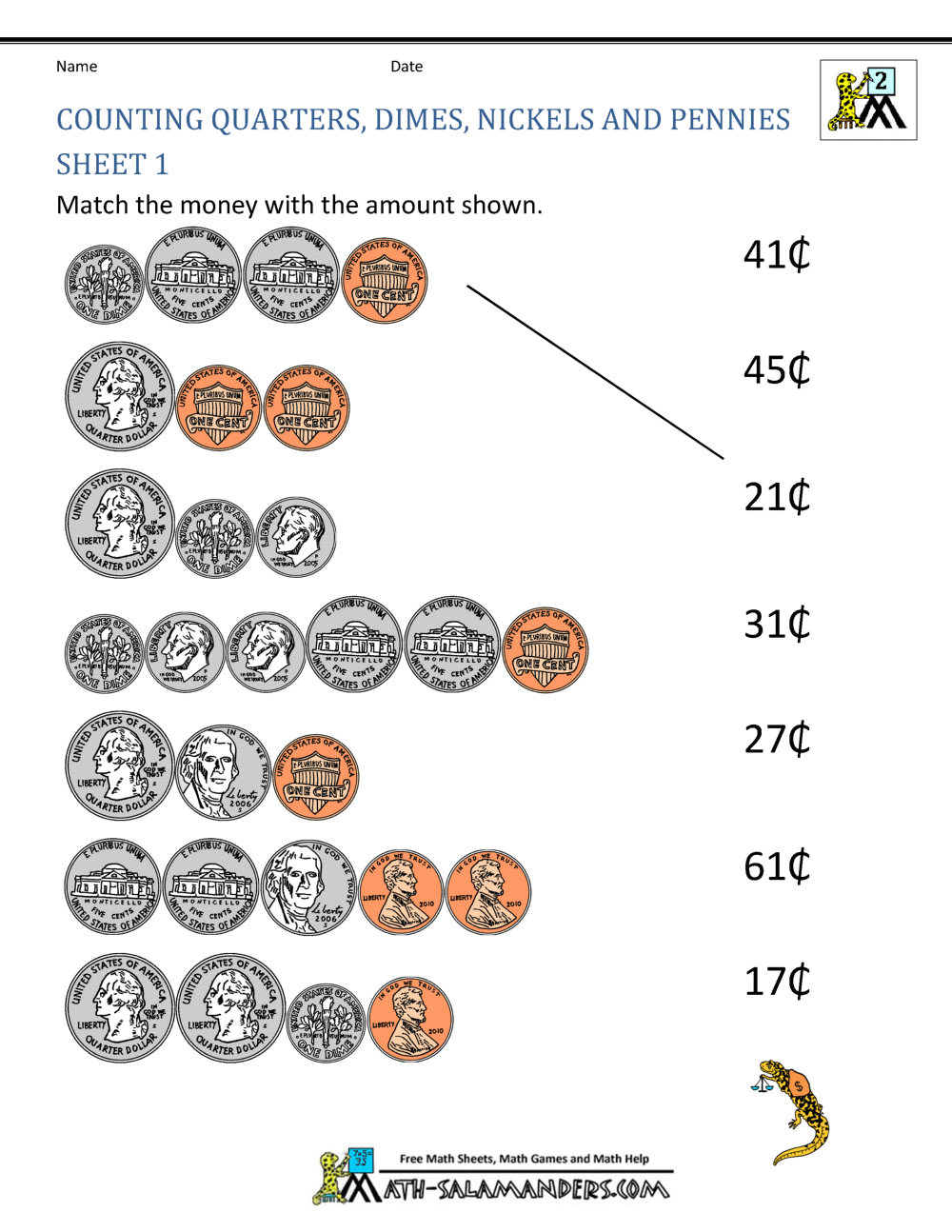Money Worksheets For 2nd Grade Counting Money Worksheets