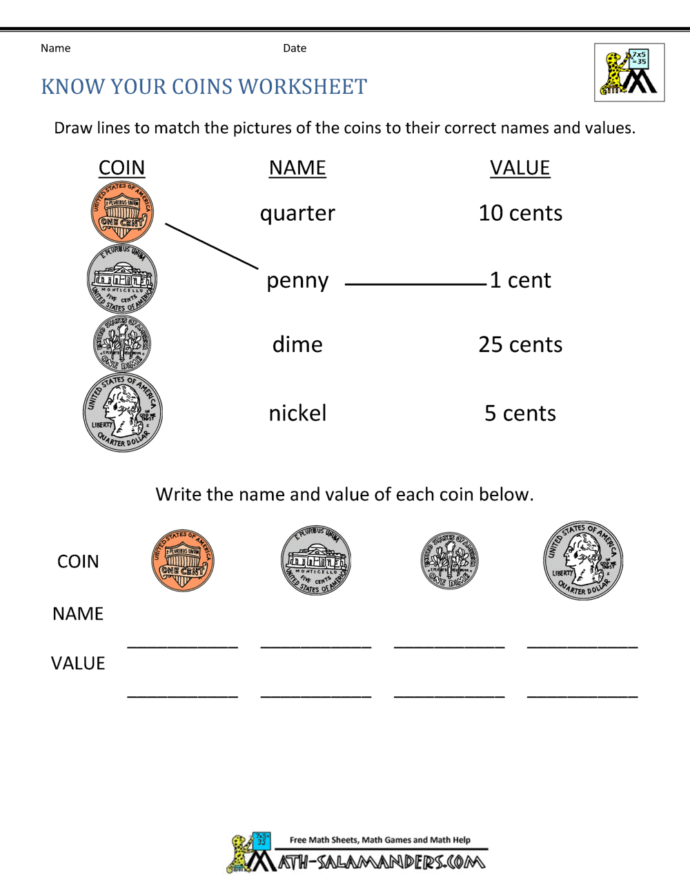 Money Worksheets For First Grade Money Worksheets For First Grade